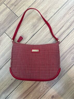Jim Thompson Red Woven Mini Shoulder Bag Y2K Baguette Purse